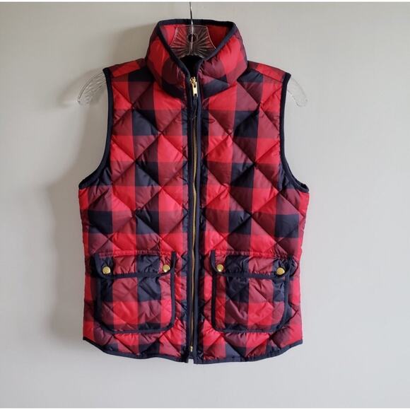 J. Crew Red Navy Buffalo Check Excursion Vest - Picture 3 of 6